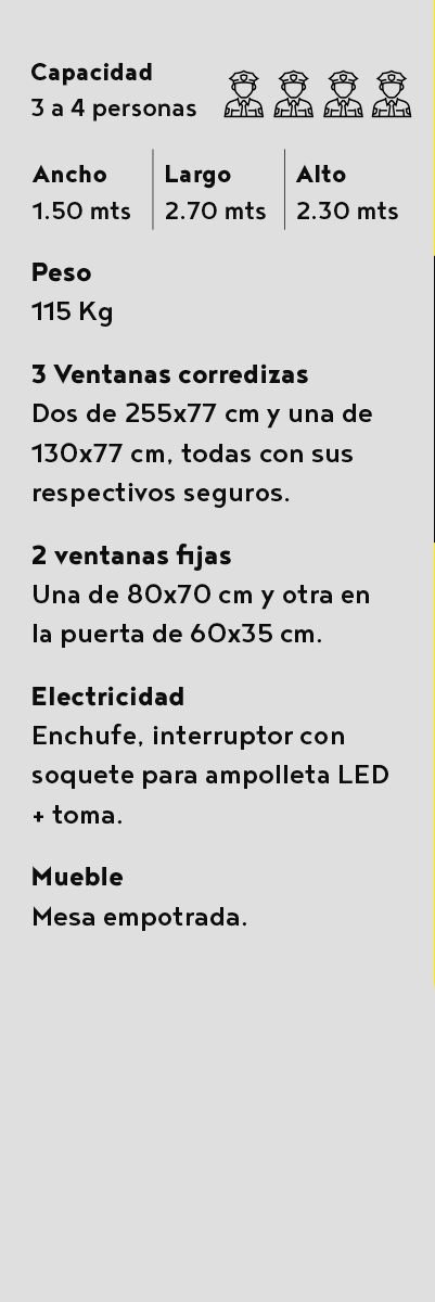 detalles ficha tecnica caseta 270x150 3-4 personas