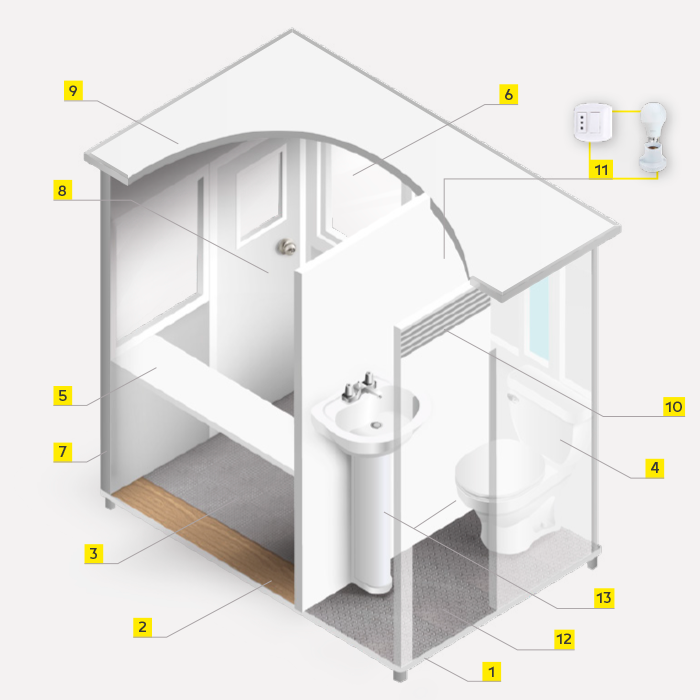 plano caseta con baño integrado